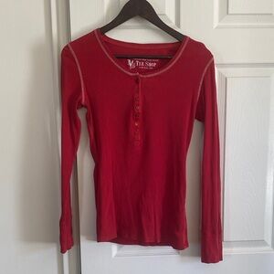 Victoria's Secret Vintage Tee Shop Red Long Sleeve Henley Tee
